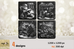 CHRISTMAS slate coaster engraving, BOOK LOVER gift Product Image 1