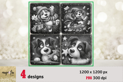 Dog lover gift idea |Christmas DOGS slate coaster engraving Product Image 1