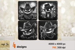 Pumpkin Halloween black Coaster Laser Engraving PNG Product Image 1