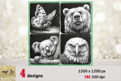 Woodland animals slate coaster engraving bundle png Product Image 1