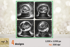 SNOW GLOBE Christmas slate coaster engraving png Product Image 1