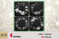 WILD flower wreath| boho wedding slate coaster engraving Product Image 1