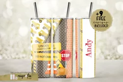 Construction truck kids tumbler wrap design 20 oz Product Image 1