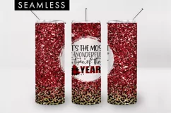 20oz Seamless Christmas Glitter Skinny Tumbler Sublimation Product Image 1