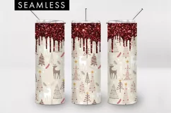20oz Seamless Christmas Tree Skinny Tumbler Sublimation PNG Product Image 1