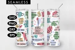 20oz Seamless Nurse Affirmations Skinny Tumbler SVG PNG Product Image 1