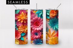 20oz 3D Colorful Flowers Skinny Tumbler PNG Sublimation Product Image 1