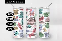 20oz School Counselor Affirmations Skinny Tumbler SVG PNG Product Image 1