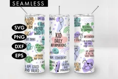 20oz Seamless Kid Affirmations Skinny Tumbler SVG PNG Product Image 1