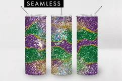 20oz Seamless Mardi Gras Glittery Skinny Tumbler PNG Product Image 1