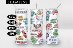 20oz Seamless Teacher Affirmations Skinny Tumbler SVG PNG Product Image 1