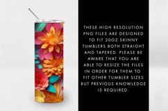 20oz 3D Colorful Flowers Skinny Tumbler PNG Sublimation Product Image 4