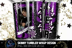 Add Photo Cheer Tumbler Sublimation, Black Purple Cheer Product Image 1