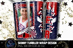 Add Photo Cheer Tumbler Sublimation, Blue Red Cheerleader Product Image 1
