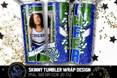 Add Photo Cheer Tumbler Sublimation, Blue Green Cheerleader Product Image 1
