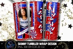 Add Photo Cheer Tumbler Sublimation, Blue Red Cheerleader Product Image 1