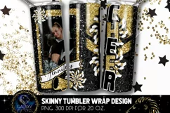 Add Photo Cheer Tumbler Sublimation, Black Gold Cheerleader Product Image 1
