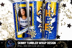 Add Photo Cheer Tumbler Sublimation, Blue Yellow Cheerleader Product Image 1