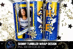 Add Photo Cheer Tumbler Sublimation, Blue Yellow Cheerleader Product Image 1