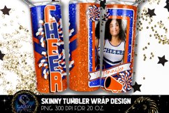 Add Photo Cheer Tumbler Sublimation, Orange Blue Cheer Product Image 2