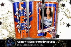 Add Photo Cheer Tumbler Sublimation, Orange Blue Cheer Product Image 2