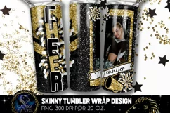 Add Photo Cheer Tumbler Sublimation, Black Gold Cheerleader Product Image 2