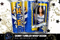 Add Photo Cheer Tumbler Sublimation, Blue Yellow Cheerleader Product Image 2