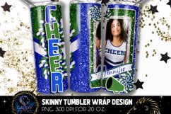 Add Photo Cheer Tumbler Sublimation, Blue Green Cheerleader Product Image 2