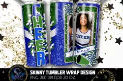 Add Photo Cheer Tumbler Sublimation, Blue Green Cheerleader Product Image 2