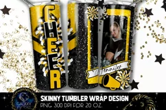 Add Photo Cheer Tumbler Sublimation, Black Yellow Cheer Product Image 2