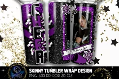 Add Photo Cheer Tumbler Sublimation, Black Purple Cheer Product Image 2