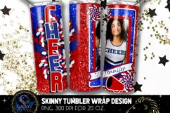 Add Photo Cheer Tumbler Sublimation, Blue Red Cheerleader Product Image 2