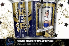 Add Photo Cheer Tumbler Sublimation, Blue Gold Cheer Product Image 2