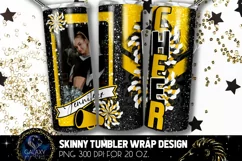 Add Photo Cheer Tumbler Sublimation, Black Yellow Cheer Product Image 1