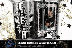 Add Photo Cheer Tumbler Sublimation, Black White Cheerleader Product Image 2