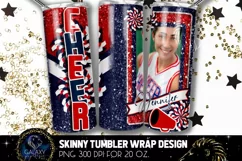 Add Photo Cheer Tumbler Sublimation, Blue Red Cheerleader Product Image 2