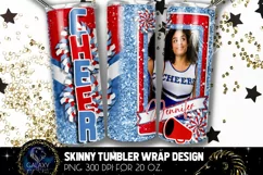 Add Photo Cheer Tumbler Sublimation, Blue Red Cheerleader Product Image 2