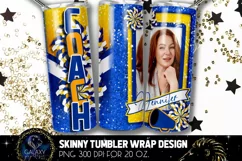 Add Photo Cheer Coach Tumbler Sublimation, Blue Yellow Cheer Product Image 2