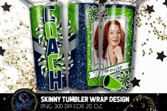 Add Photo Cheer Coach Tumbler Sublimation, Blue Green Silver Product Image 2