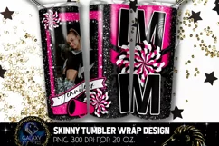 Add Photo Cheer Mom Tumbler Sublimation, Black Pink Cheer Product Image 1