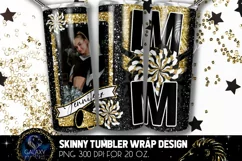 Add Photo Cheer Mom Tumbler Sublimation, Black Gold Cheer Product Image 1