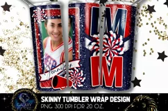 Add Photo Cheer Mom Tumbler Sublimation, Blue Red Cheer Mom Product Image 1