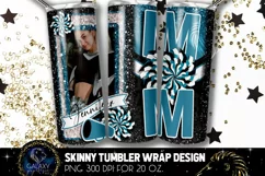 Add Photo Cheer Mom Tumbler Sublimation, Teal Black Cheer Product Image 1