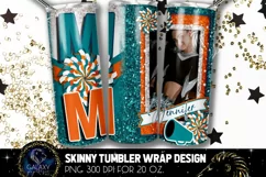 Add Photo Cheer Mom Tumbler Sublimation, Teal Orange Cheer Product Image 2
