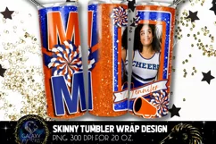 Add Photo Cheer Mom Tumbler Sublimation, Orange Blue Cheer Product Image 2