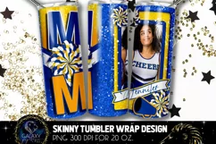 Add Photo Cheer Mom Tumbler Sublimation, Blue Yellow Cheer Product Image 2