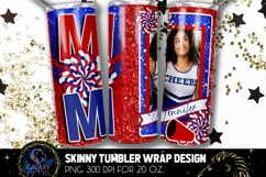 Add Photo Cheer Mom Tumbler Sublimation, Blue Red Cheer Mom Product Image 2