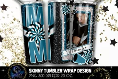 Add Photo Cheer Mom Tumbler Sublimation, Teal Black Cheer Product Image 2
