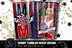 Add Photo Cheer Mom Tumbler Sublimation, Blue Red Cheer Mom Product Image 2
