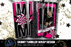 Add Photo Cheer Mom Tumbler Sublimation, Black Pink Cheer Product Image 2